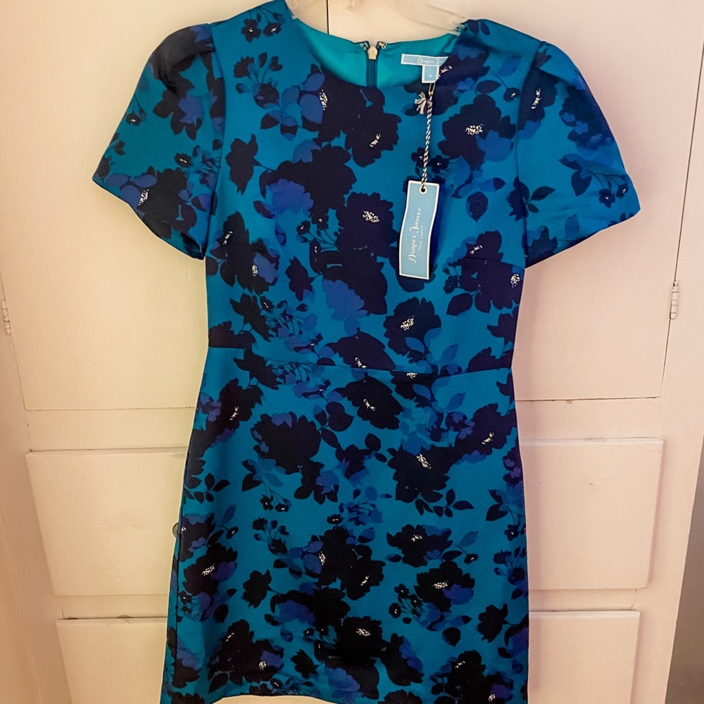 Draper James teal green floral dress size 4 NWT